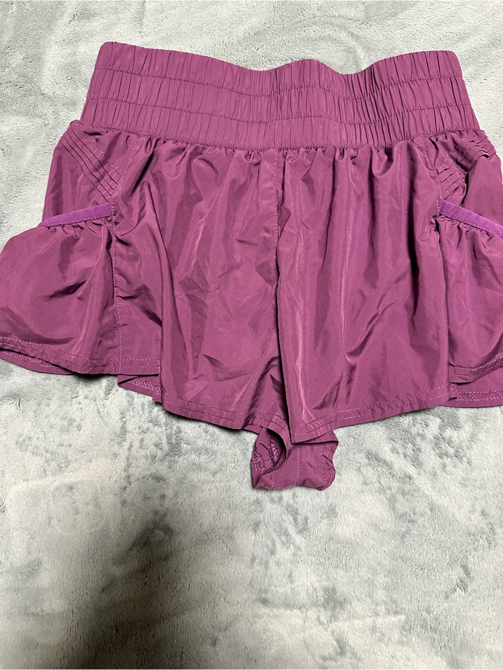 Free People Women's Wine Athletic Shorts with High Waist - Picture 6 of 10